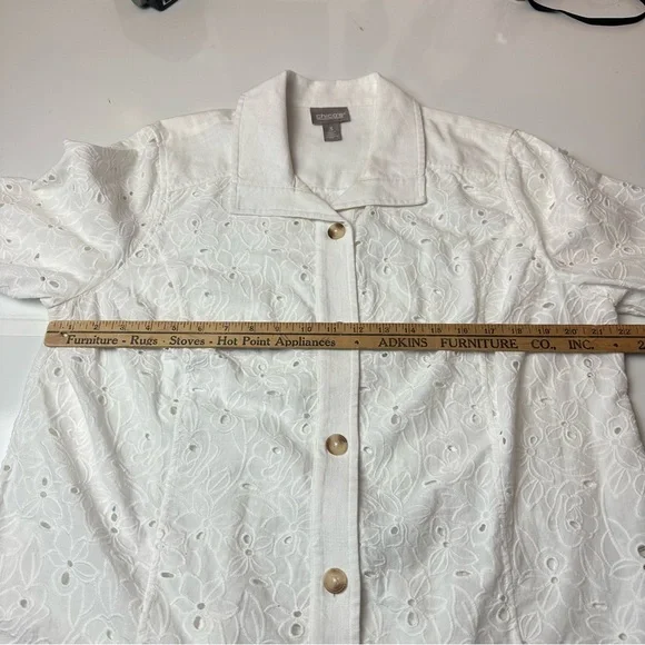 Chico’s White Cotton Eyelet Jacket | Cottagecore Summer Topper ·Coastal capsule - Picture 6 of 11
